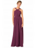 Purple Chiffon Twist Elegant Long Bridesmaid Dress